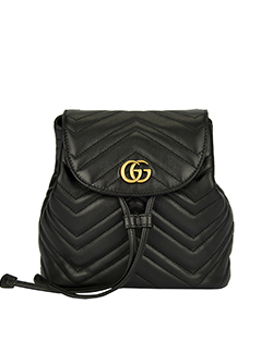Gucci Mini Marmont Backpack 528129, Leather, Black, DB, 4*